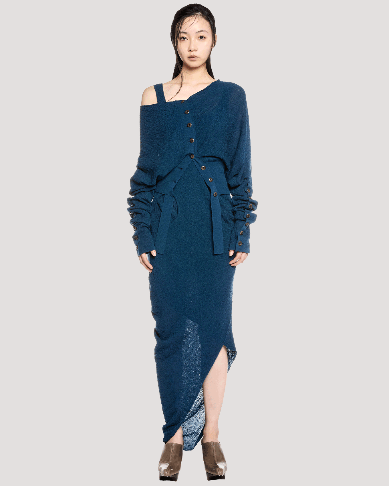 deformed knit cardigan / M259CD02 - navy - mukcyen online