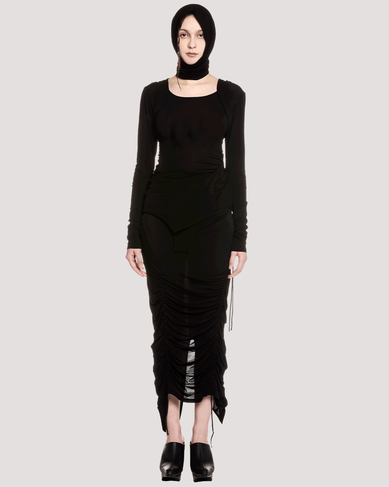 stretch layered hijab / M259AC02 - black - mukcyen online