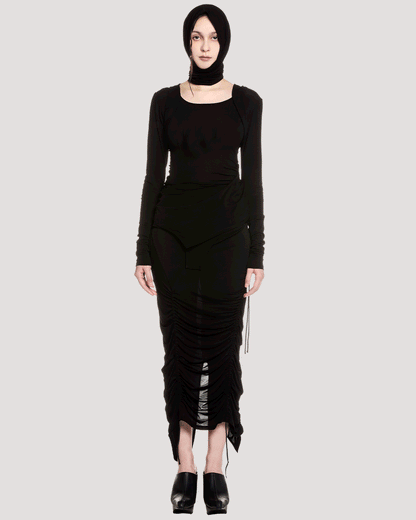 stretch layered hijab / M259AC02 - black - mukcyen online