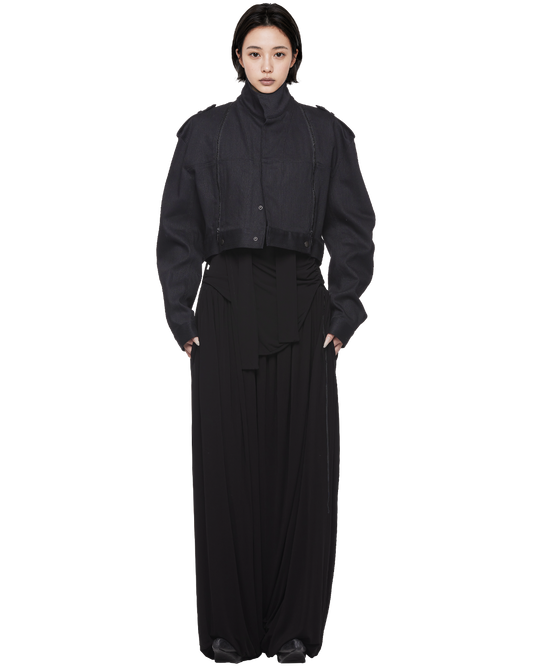 u zip denim jacket / M269BL04 - black