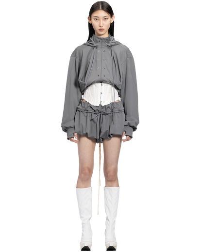 reversible structured zip hoodie / M266HD01 - gray