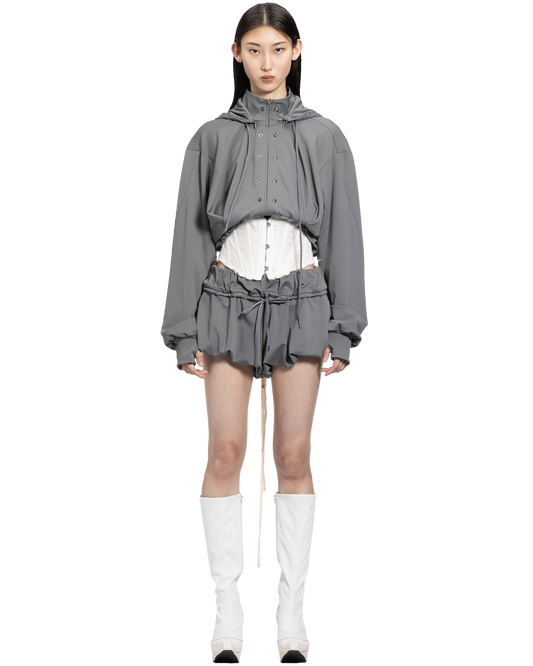 reversible structured zip hoodie / M266HD01 - gray