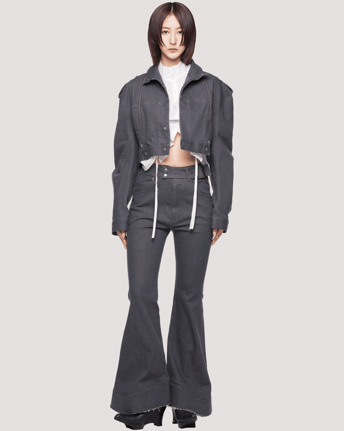 u zip denim jacket / M269BL04 - rock gray