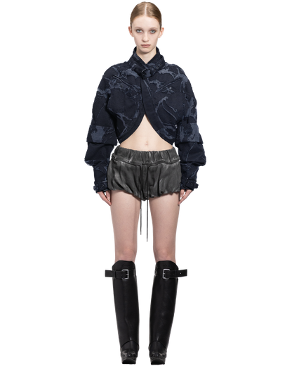 scapular harness jacket-burnout treated denim / M266BL03 - black