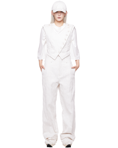 eroded jacquard trousers / M269PT08 - moon white