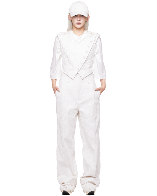 eroded jacquard trousers / M269PT08 - moon white