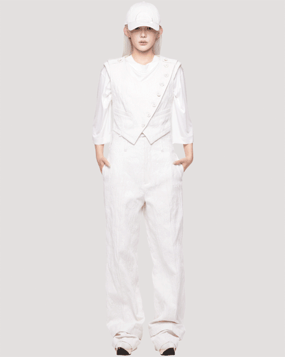 eroded jacquard trousers / M269PT08 - moon white