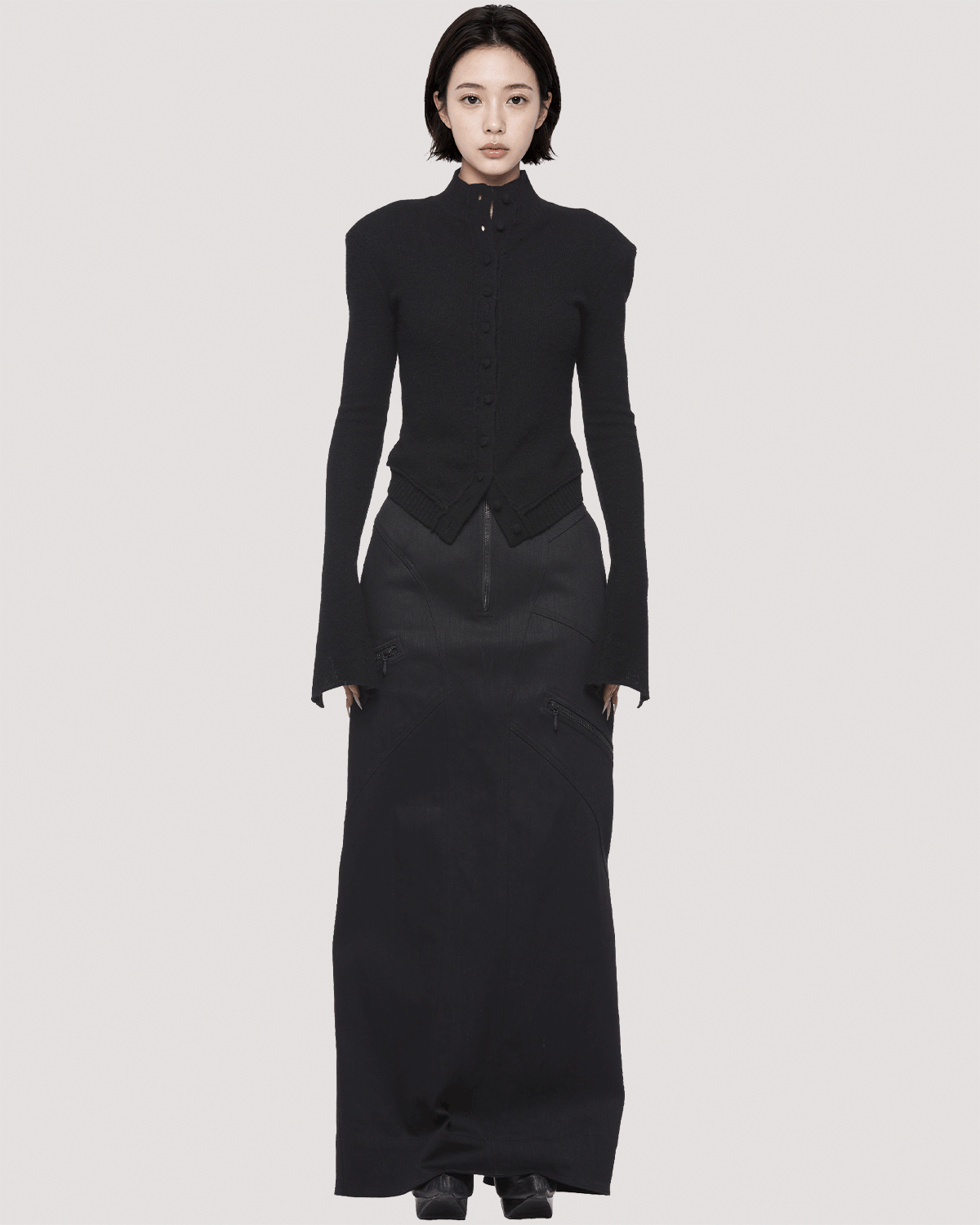 yak arc cardigan / M269CD02 - black