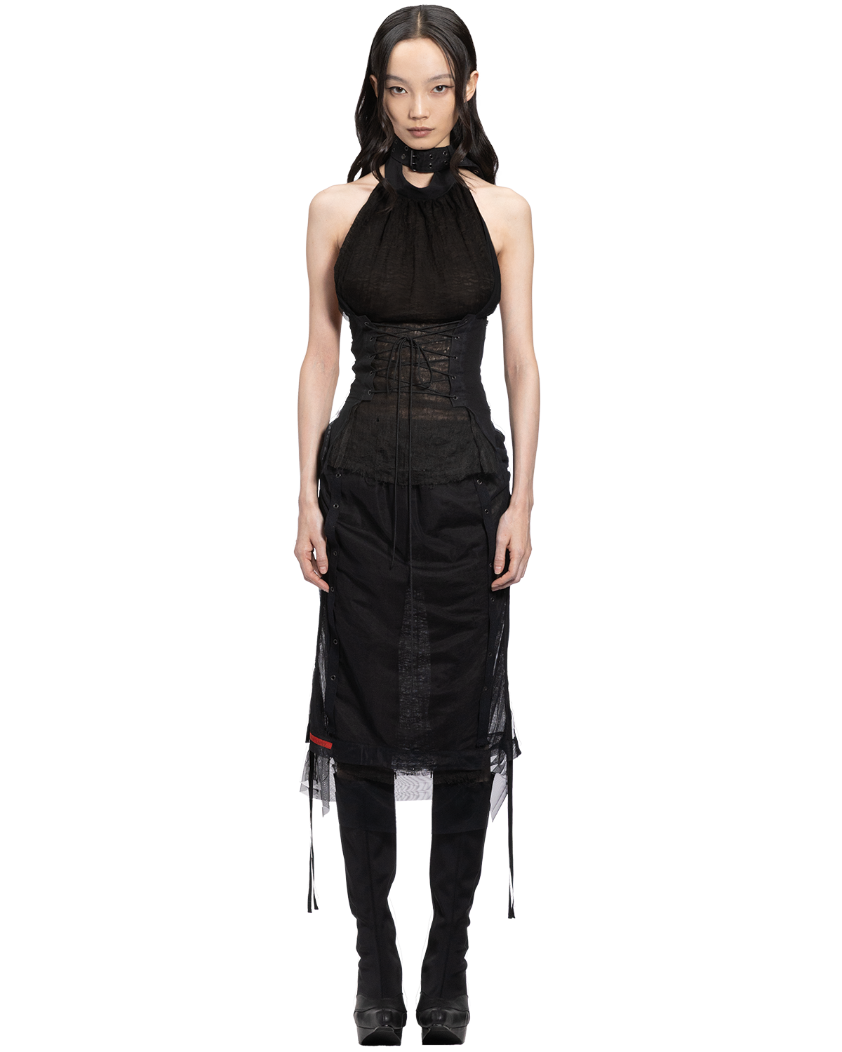 layered tulle gauze skirt / M266SK03 - black