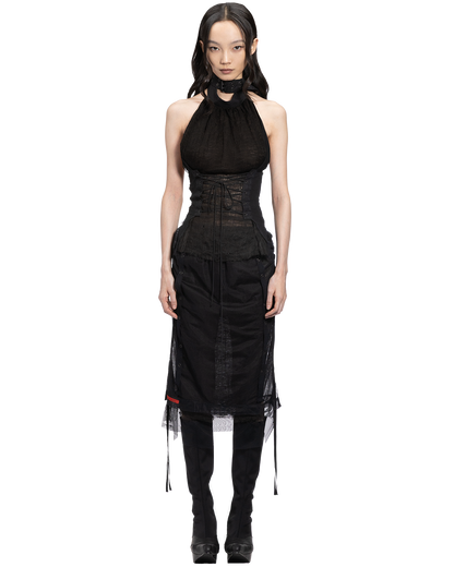 layered tulle gauze skirt / M266SK03 - black