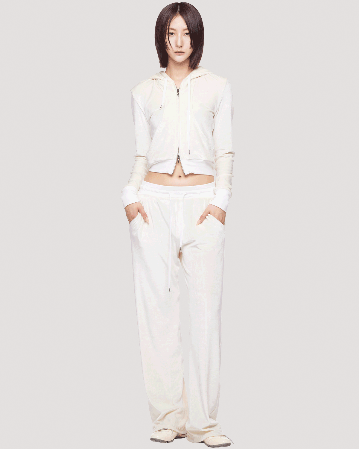 soft velour pants / M269PT09 - moon white