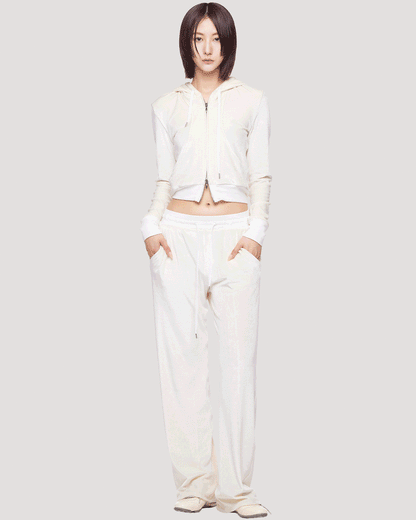 soft velour pants / M269PT09 - moon white