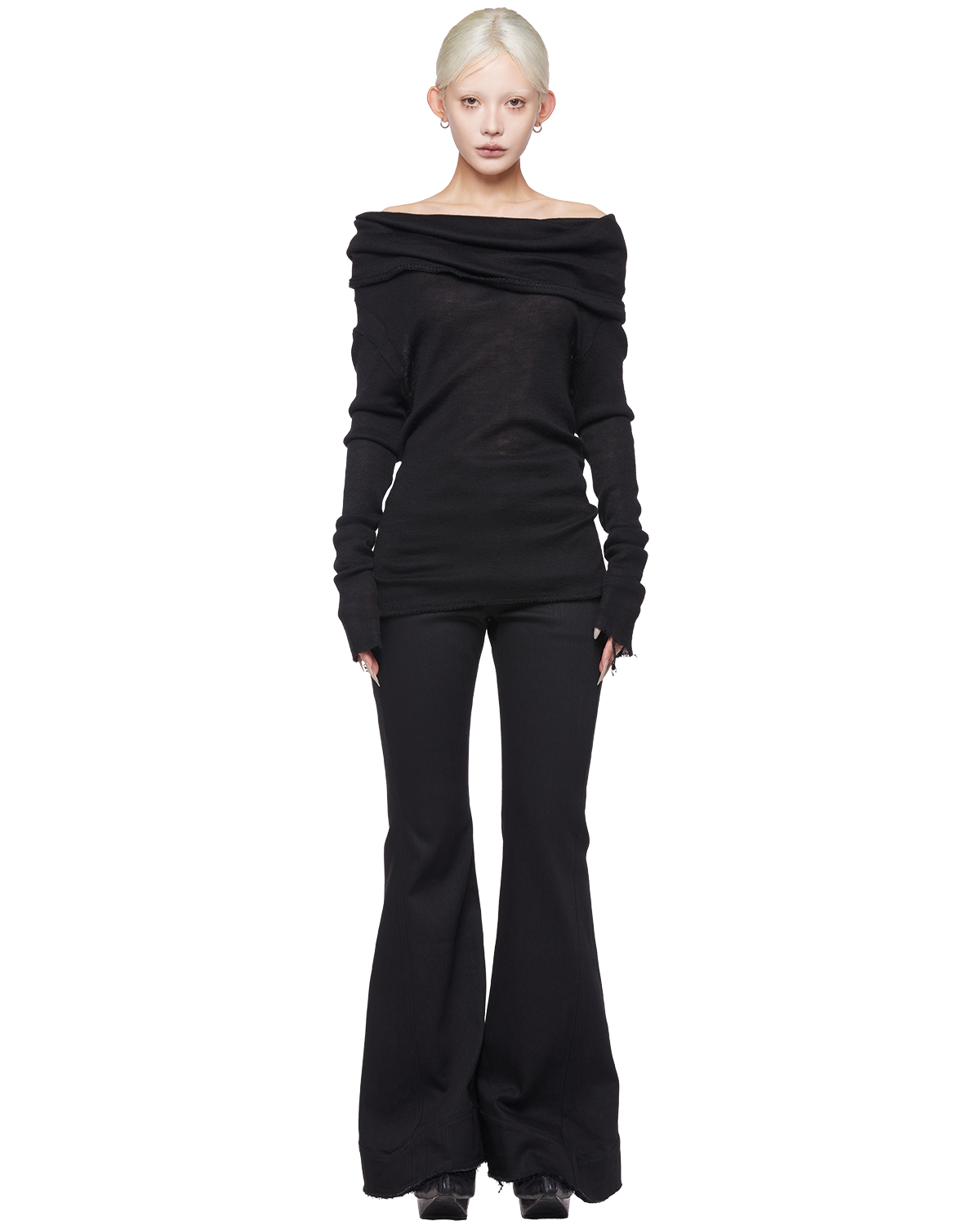 flare denim pants / M269PT04 -black
