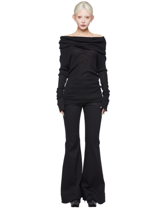 flare denim pants / M269PT04 -black