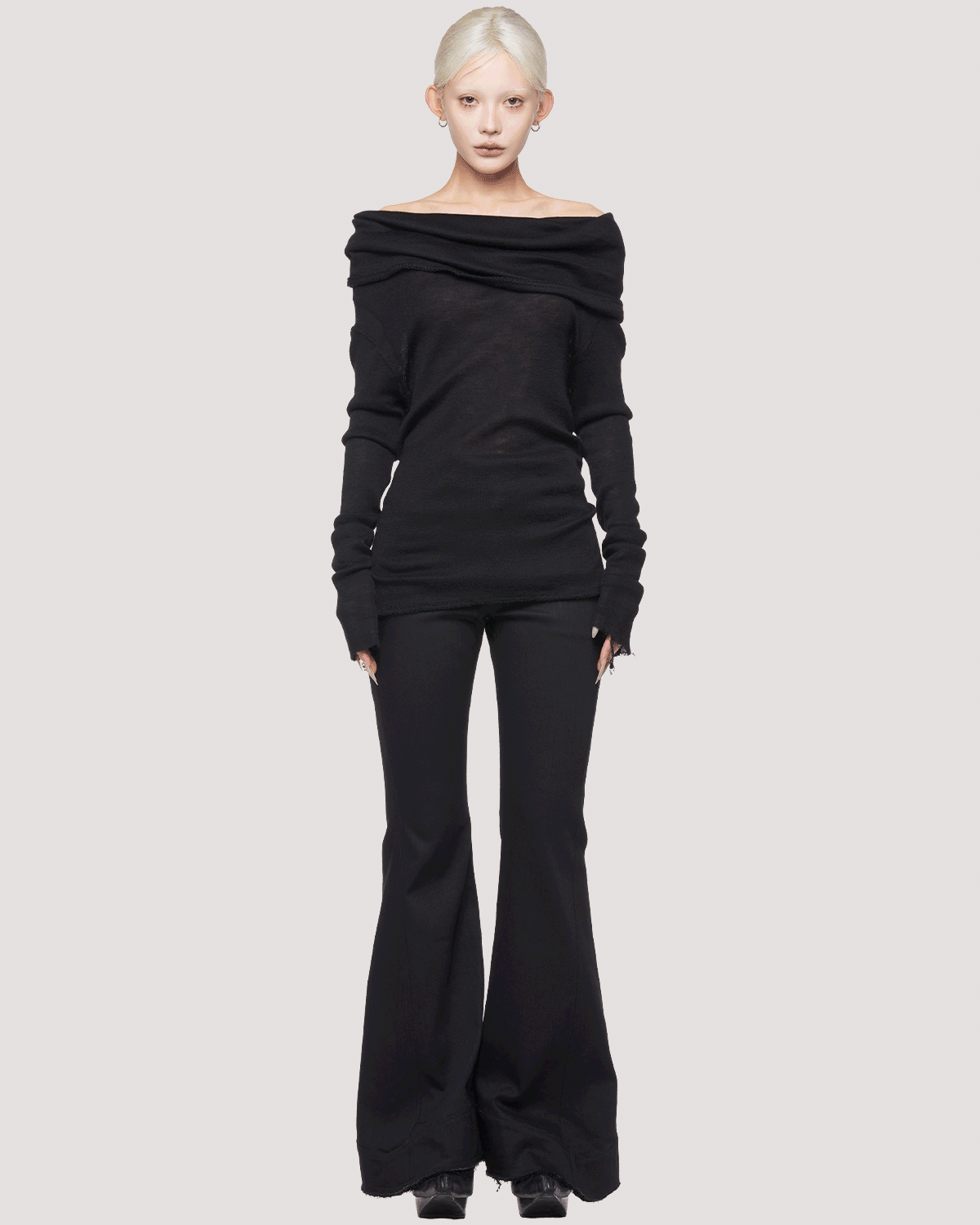 flare denim pants / M269PT04 -black