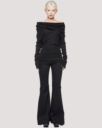 flare denim pants / M269PT04 -black