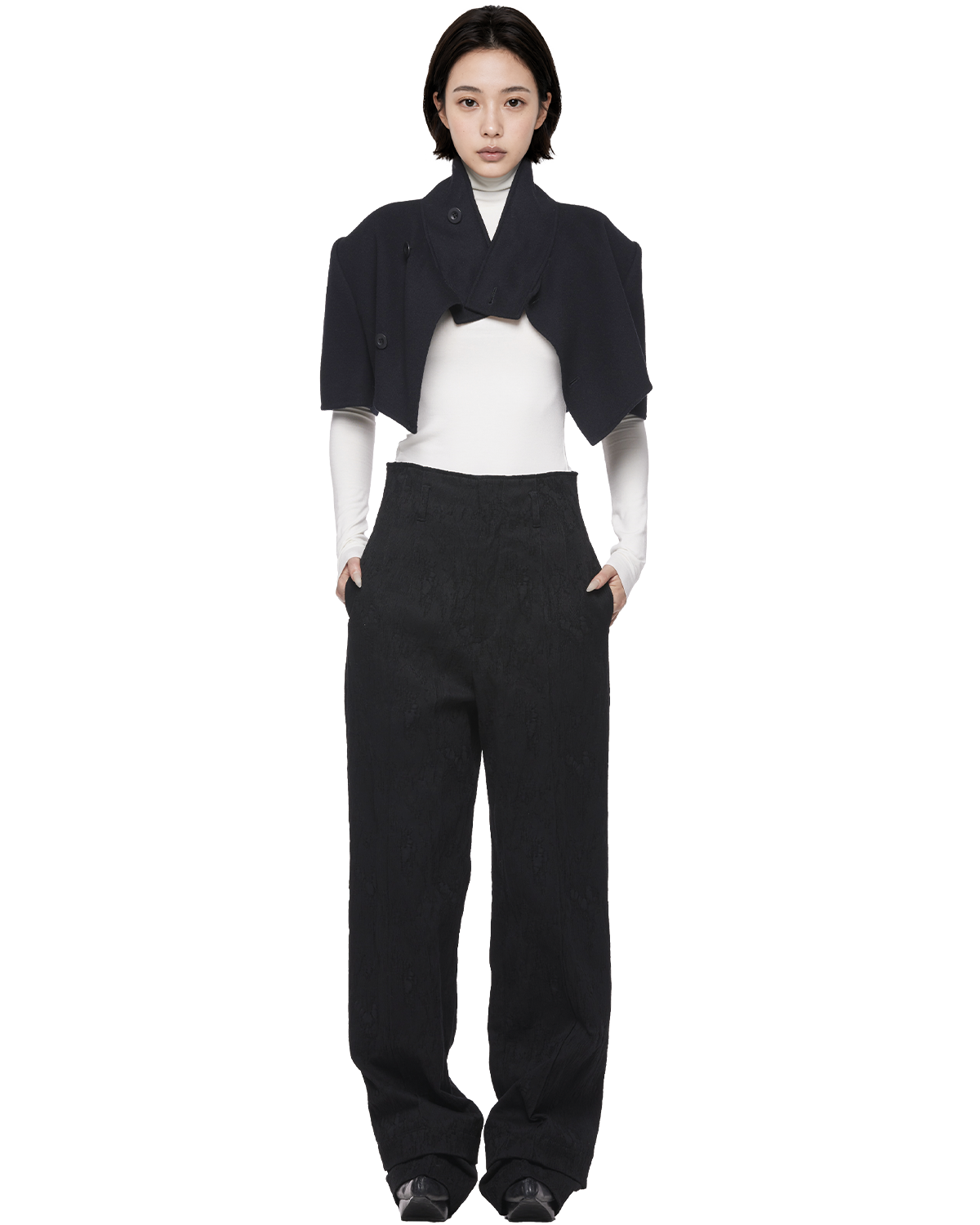 eroded jacquard trousers / M269PT08 - jet black