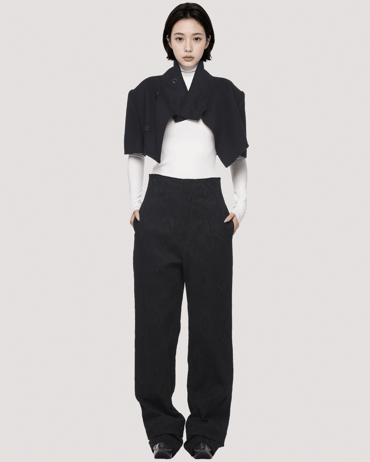 eroded jacquard trousers / M269PT08 - jet black