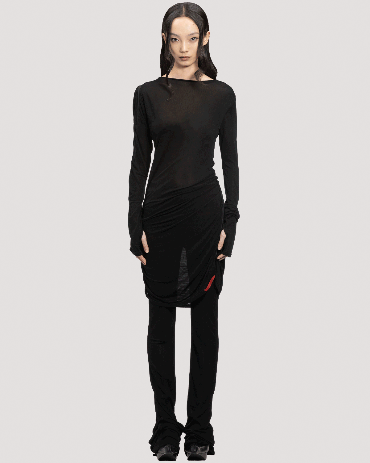 trace zip dress / M266DR01 - black