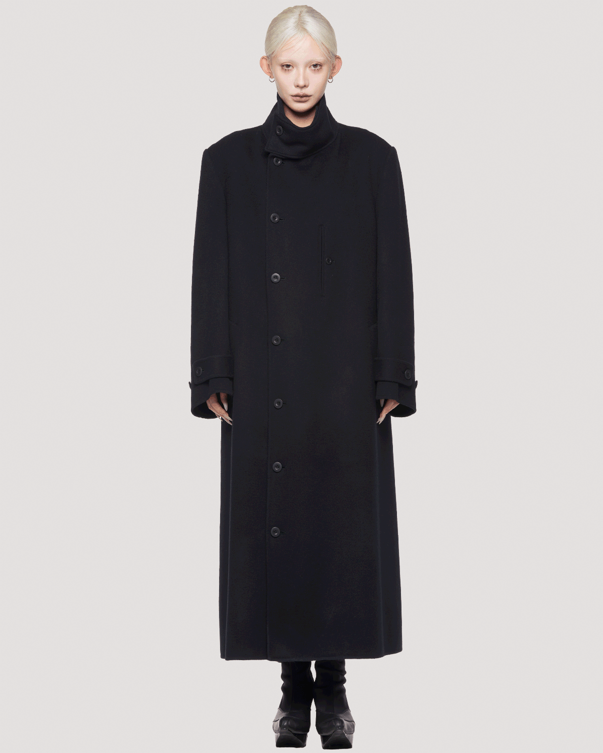 wool cashmere river coat / M269CT01 - black