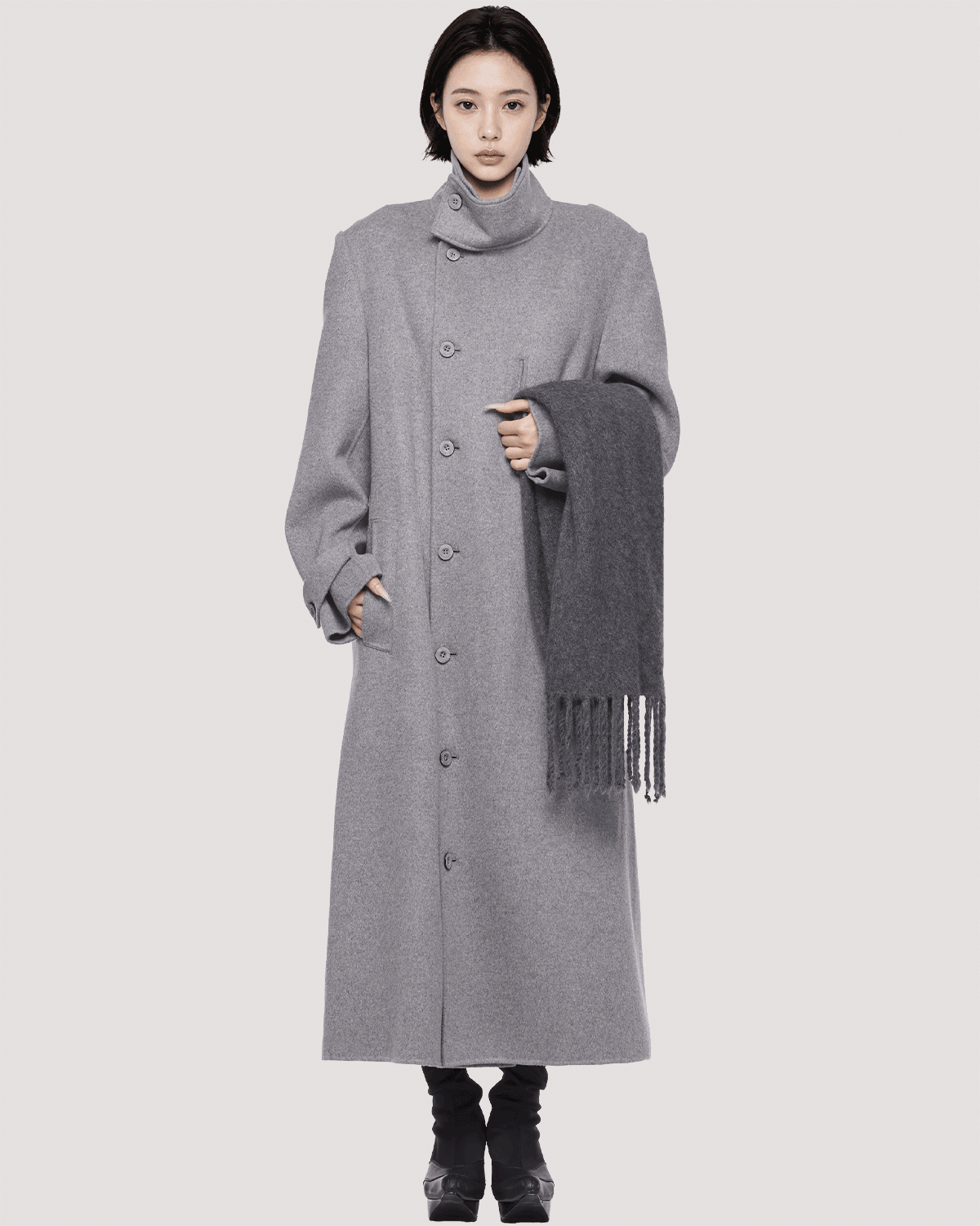 yak knit scarf / M269AC04 - gray