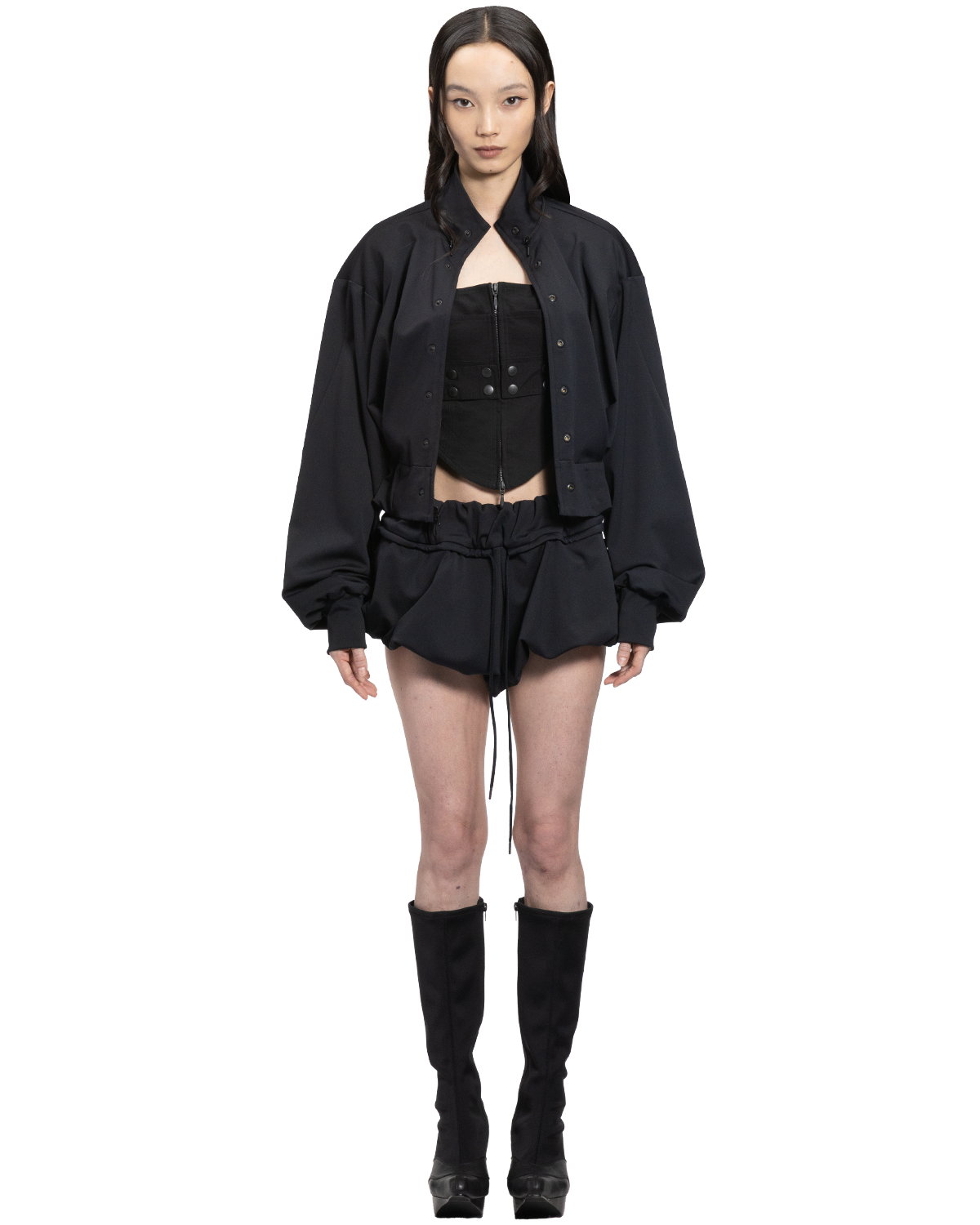 reversible structured zip hoodie / M266HD01 - black