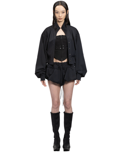reversible structured zip hoodie / M266HD01 - black