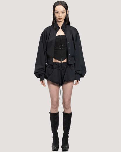 reversible structured zip hoodie / M266HD01 - black
