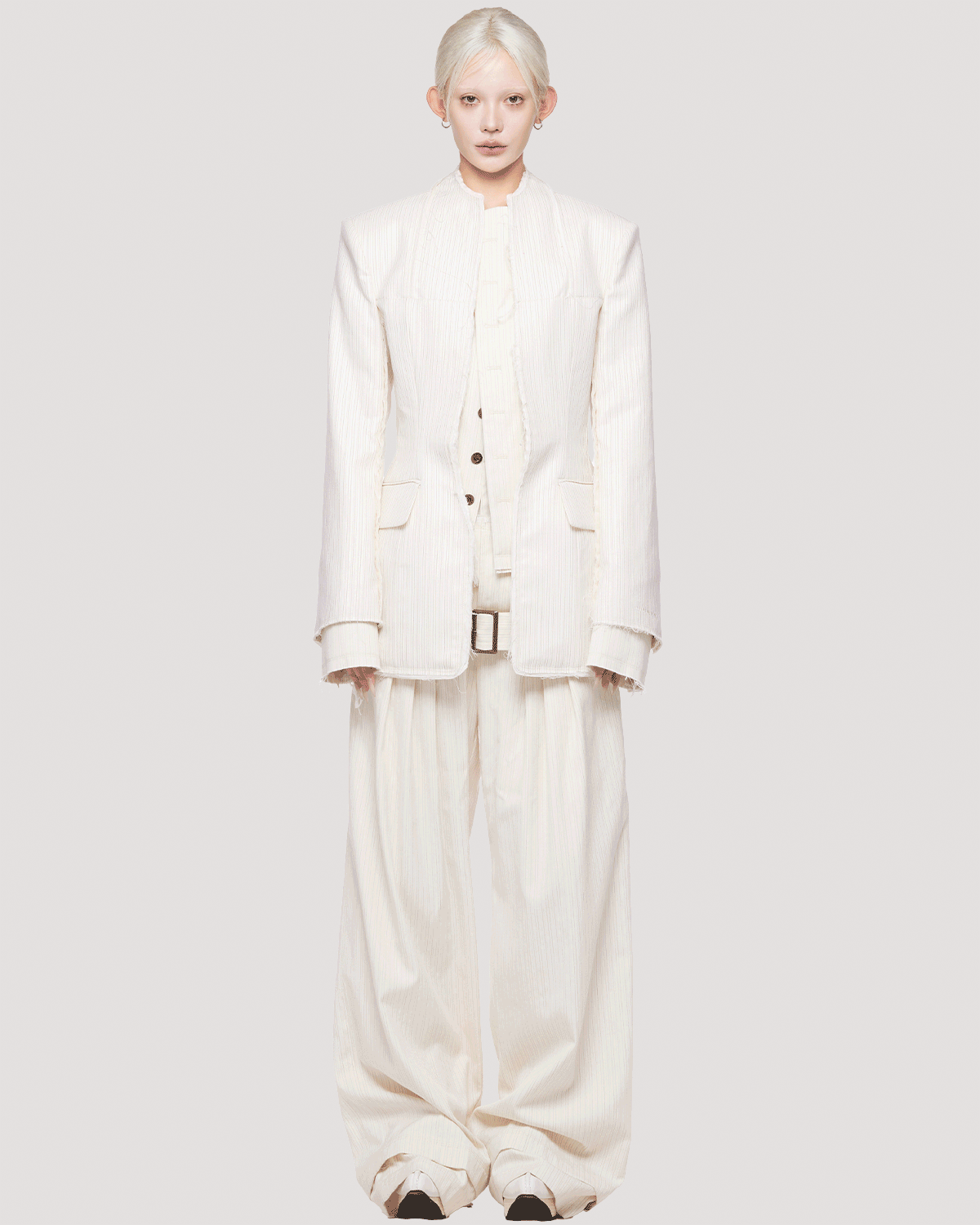 double waist trousers / M269PT01 - oxford white
