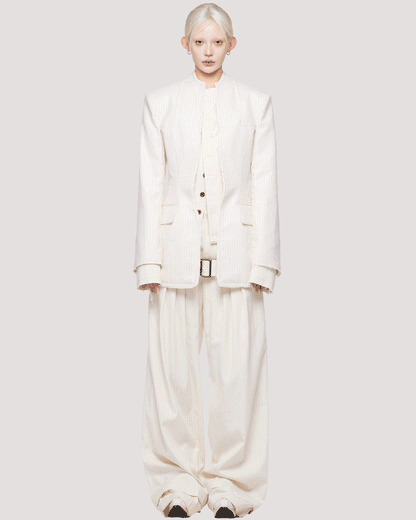 double waist trousers / M269PT01 - oxford white