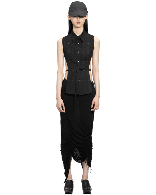 stretch layered skirt / M266SK07 - black