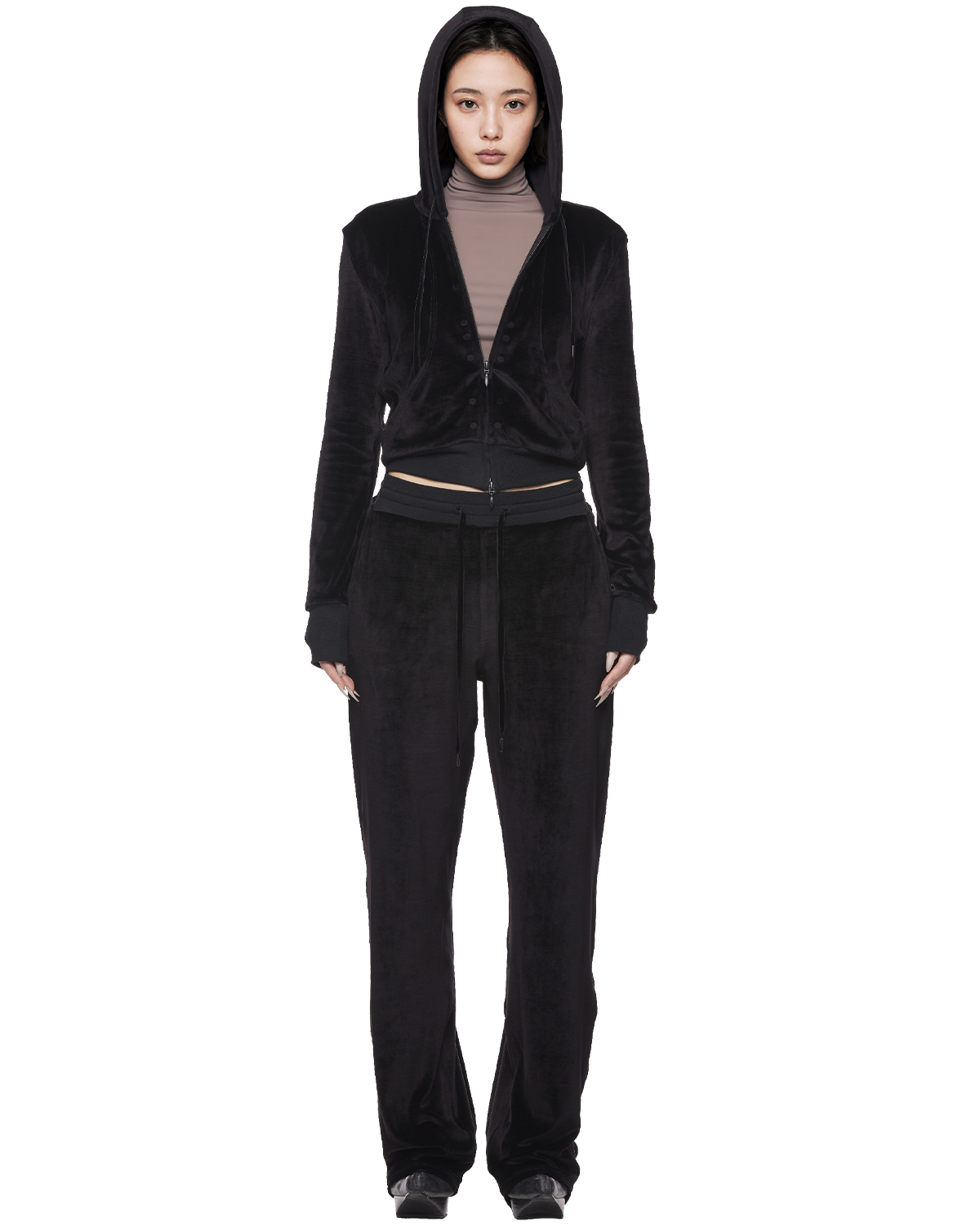 soft velour hoodie / M269BL03 - jet black