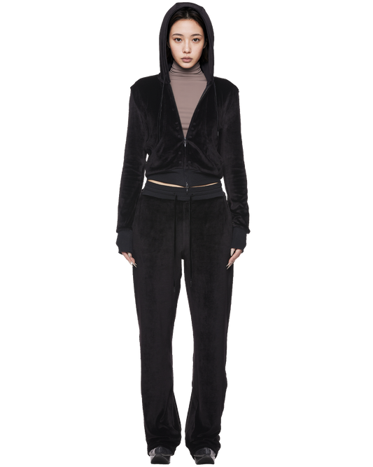 soft velour pants / M269PT09 - jet black