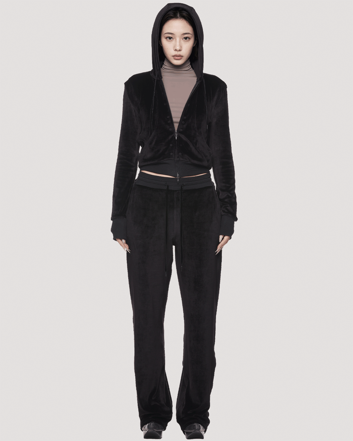 soft velour pants / M269PT09 - jet black