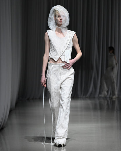 eroded jacquard trousers / M269PT08 - moon white