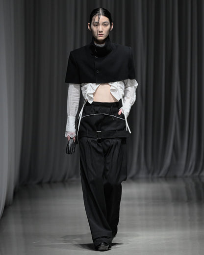double waist trousers / M269PT01 - black