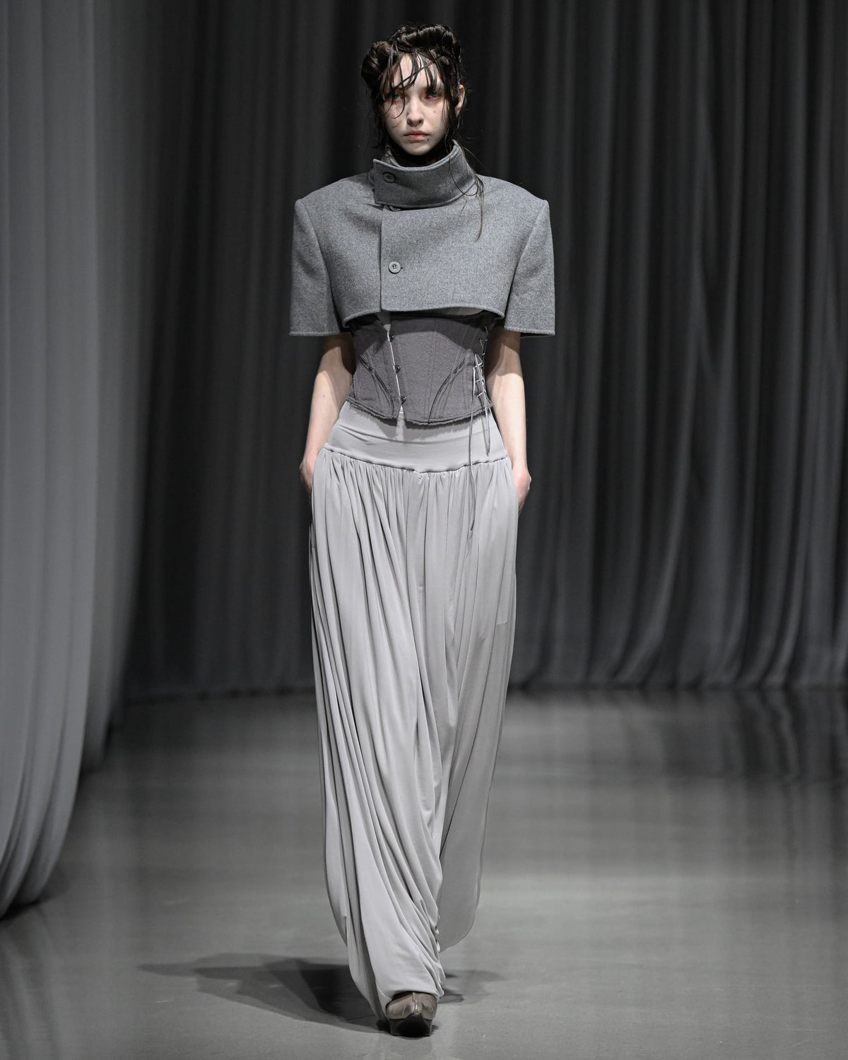 wool cashmere short coat / M269CP01 - gray