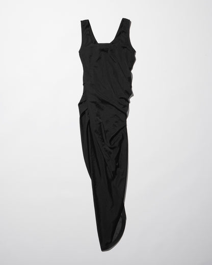 sheer draped dress / M259DR04 - black - mukcyen online