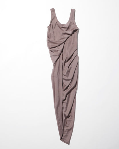 sheer draped dress / M259DR04 - rose brown - mukcyen online