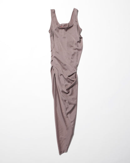 sheer draped dress / M259DR04 - rose brown - mukcyen online
