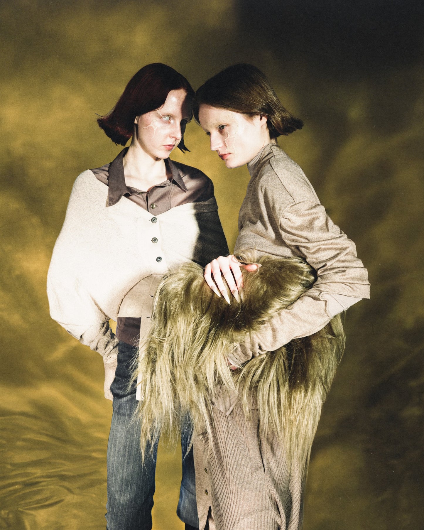 asymmetrical knit long sleeves / M259TS04 - white - mukcyen online