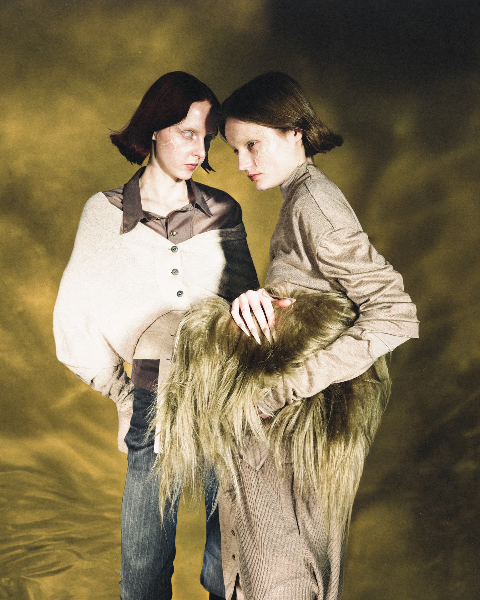 asymmetrical knit long sleeves / M259TS04 - brown - mukcyen online